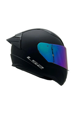 Rapıd 2 Race Mat Siyah Kapalı Motosiklet Kaskı Gökkuşağı Camlı