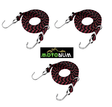 Kancalı Bagaj Lastiği Kalın 1 Metre Kırmızı 3 Adet M0137