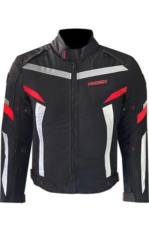 CE2150 4 Mevsim Motosiklet Montu Siyah-Kırmızı Motorcu Mont