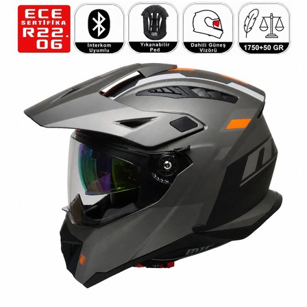 FR805 Natura Cross Motosiklet Kaskı Güneş Vizörlü Enduro Full Face Kask