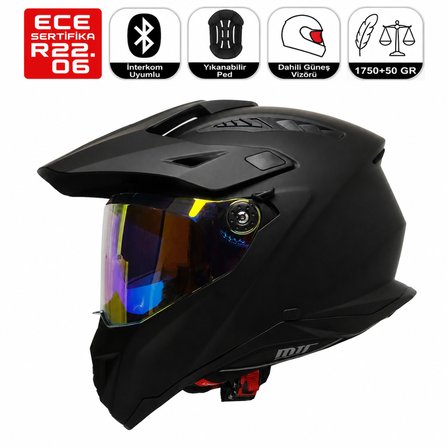 FR805 Raven Cross Motosiklet Kaskı Güneş Vizörlü Enduro Full Face Kask