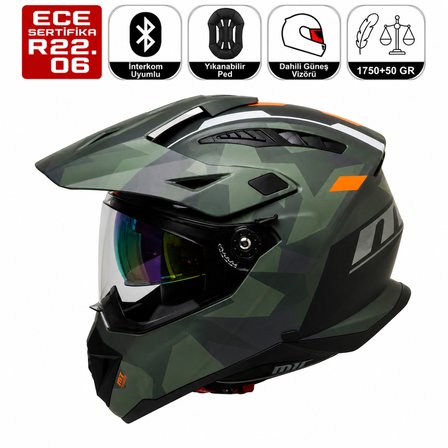 FR805 Solda Cross Motosiklet Kaskı Güneş Vizörlü Enduro Full Face Kask