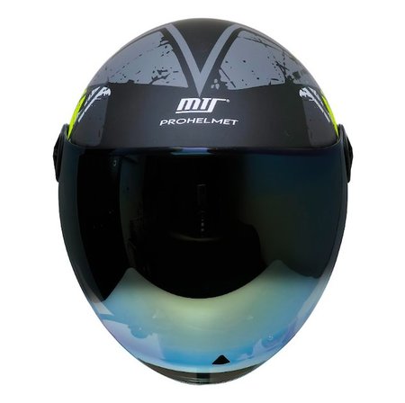 FX101 Neon Camo Motosiklet Kaskı Yarım Açık Motorcu Kask