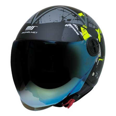 FX101 Neon Camo Motosiklet Kaskı Yarım Açık Motorcu Kask