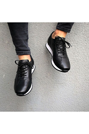 Hakiki Deri Siyah Günlük Erkek Ayakkabı