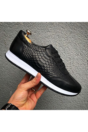 Hakiki Deri Siyah Günlük Erkek Ayakkabı