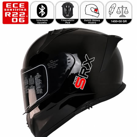 M801 Snake Srx Siyah Motosiklet Kaskı Spoiler Mod Güneş Vizörlü Full Face Kask