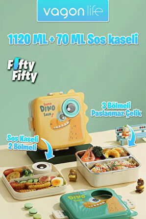 Portable Lunch Box İki Katlı Paslanmaz Çelik Kolay Kilitlenir Sefer Tası – 1200 Ml