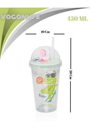 Çift Duvarlı Tumbler Pipetli Milkshake Bardağı-450 Ml