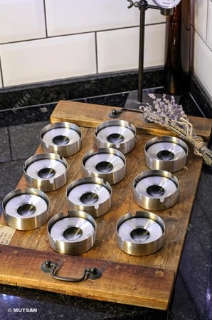 10'lu Paslanmaz Çelik Kapaklı Küllük Seti | 8 cm Metal Küllük | Restoran, Kafe, Otel ve İşletmeler İçin Dayanıklı Kültablası