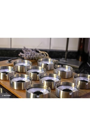 10'lu Paslanmaz Çelik Kapaklı Küllük Seti | 8 cm Metal Küllük | Restoran, Kafe, Otel ve İşletmeler İçin Dayanıklı Kültablası