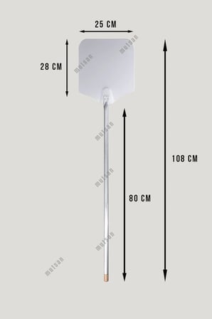 Alüminyum Pizza Fırın Küreği (25 Cm) - Pizza Küreği Alüminyum 25 Cm -  80 cm Alüminyum Saplı