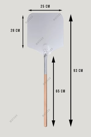 Alüminyum Pizza Fırın Küreği (25 Cm) - Pizza Küreği Alüminyum 25 Cm - 65 cm Ahşap Saplı