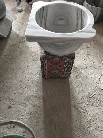 Mermer Hamam Kurnası - Beyaz Mermer Köşe Hamam Kurnası