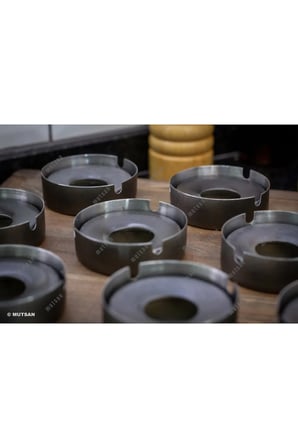 10'lu Siyah Paslanmaz Çelik Kapaklı Küllük Seti | 8 cm 430 Kalite | Restoran, Kafe Ve Otel