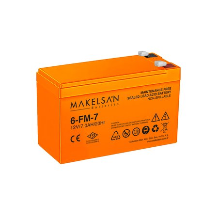 MAKELSAN VLRA 7AH 12v TSE, Kuru Tip UPS+Güvenlik Aküsü