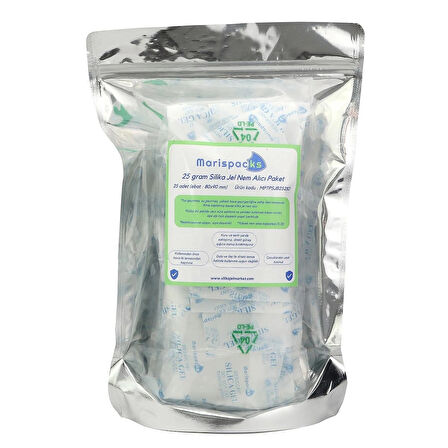 Marispacks 25 G X 25 Adet Silikajel Nem Alıcı Paket (nonwoven, Metalize Doypack Ambalajda)
