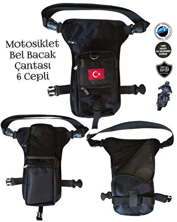 MOTOSİKLET BEL BACAK ÇANTASI 6 GÖZLÜ