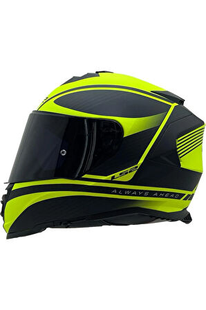 Storm 2 Dodger Neon Sarı Kapalı Motosiklet Kaskı Siyah Camlı