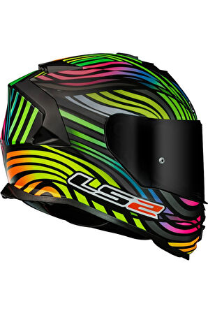 Storm 2 Power Mat Siyah-gökkuşağı Fullface Motosiklet Kaskı Siyah camlı