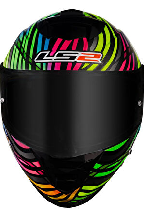 Storm 2 Power Mat Siyah-gökkuşağı Fullface Motosiklet Kaskı Siyah camlı