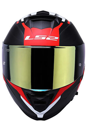 Storm 2 Nerve Kırmızı Kapalı Motosiklet Kaskı Gold Camlı