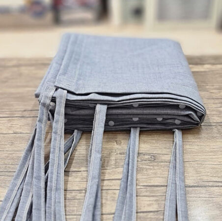 CEYLAN Home Balkon Perdesi Brandası Bağcıklı Ölçü Seçenekli Düz Gri