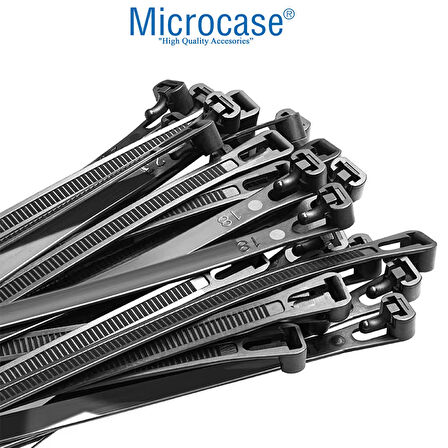 Microcase Yeniden Kullanılabilir Bağcık Kablo Eşya Sabitleme Düzenleme Bağı 20cm  10 ADET - SİYAH AL5254