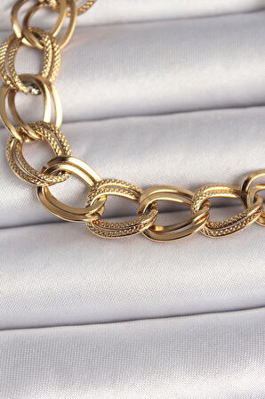 MuI MuI 316L Çelik Gold Renk İşleme Detaylı Samanyolu Model Kadın Bileklik
