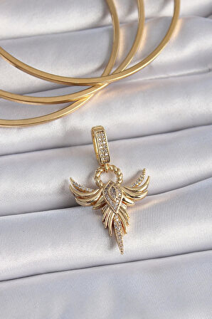 MuI MuI Pirinç Gold Renk Zirkon Taşlı Anka Kuşu Model Ajda Charm