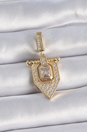 MuI MuI Pirinç Gold Renk Baget Zirkon Taşlı Ajda Charm