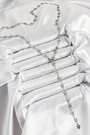 MuI MuI Pirinç Gümüş Renk Yıldızlı Kadın Y Kolye