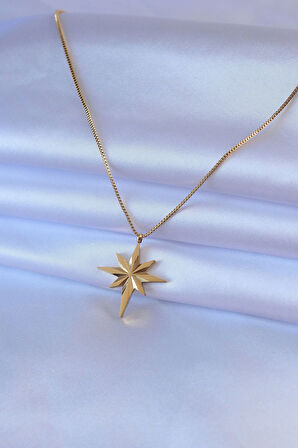 MuI MuI 316L Çelik Gold Renk Kutup Yıldızı Model Kadın Kolye