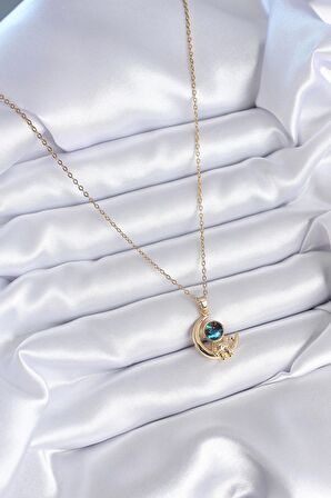 316L Çelik Gold Renk Galaksi Astronot Model Kadın Kolye