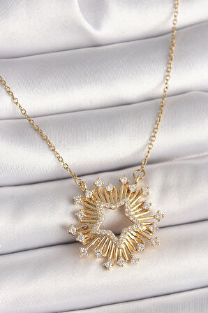 MuI MuI 316L Çelik Gold Renk Zirkon Taşlı Yıldız Model Kadın Kolye