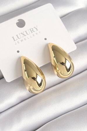 MuI MuI Pirinç Gold Renk Damla Model Kadın Küpe