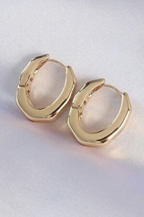 MuI MuI Pirinç Gold Renk Kalın Kemik Model Küpe