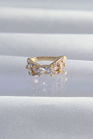 MuI MuI Pirinç Gold Renk Zirkon Taş Kaplama Earcuff Küpe