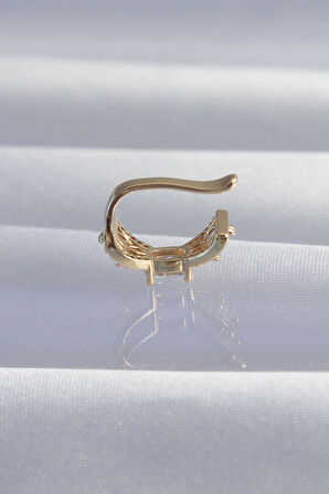 MuI MuI Pirinç Gold Renk Zirkon Taş Kaplama Earcuff Küpe
