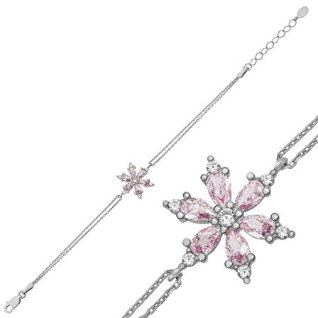 MuI MuI Gümüş Pembe Lotus Çiçeği Kadın Bileklik