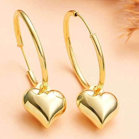 MuI MuI Gümüş Gold Kalp Sallantılı Kadın Küpe