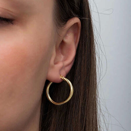 MuI MuI Gümüş Gold 3 mm Burgu Şarnel Küpe