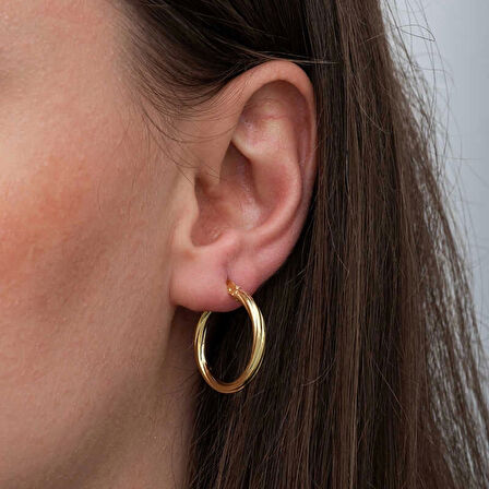MuI MuI Gümüş Gold 3 mm Burgu Şarnel Küpe