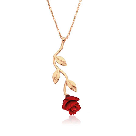 MuI MuI Gümüş Rose Kırmızı Gül Kolye