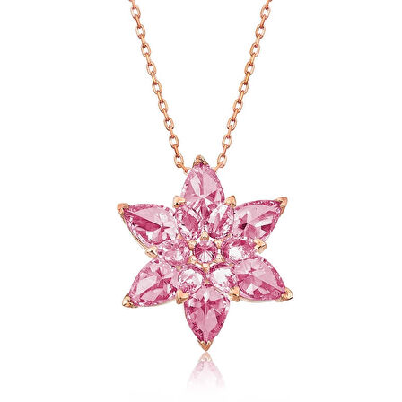 MuI MuI Gümüş Rose Pembe Lotus Çiçeği Kolye