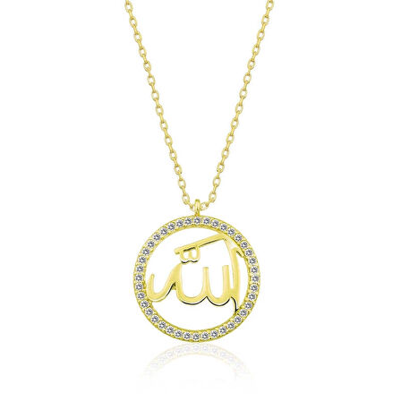 MuI MuI Gümüş Gold Arapça Allah Yazılı Bayan Kolye