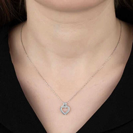 MuI MuI Swarovski Taşlı Gümüş Kalp Bayan Kolye