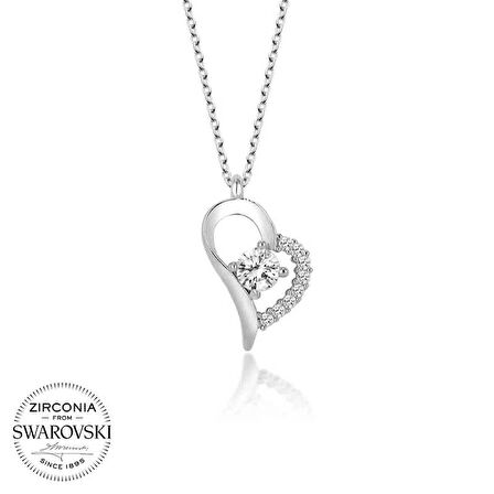 MuI MuI Swarovski Taşlı Gümüş Kalp Tektaş Bayan Kolye