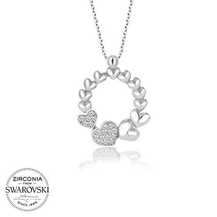 MuI MuI Swarovski Taşlı Gümüş Çember Kalp Bayan Kolye