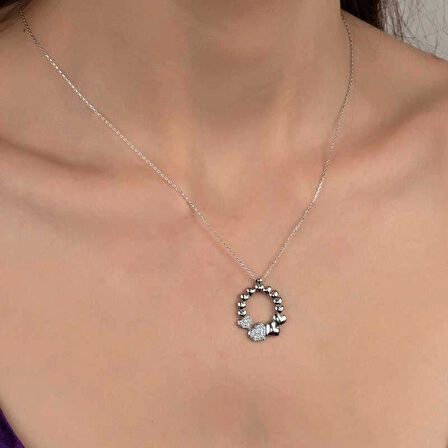 MuI MuI Swarovski Taşlı Gümüş Çember Kalp Bayan Kolye